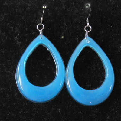 Blue resin loop earrings