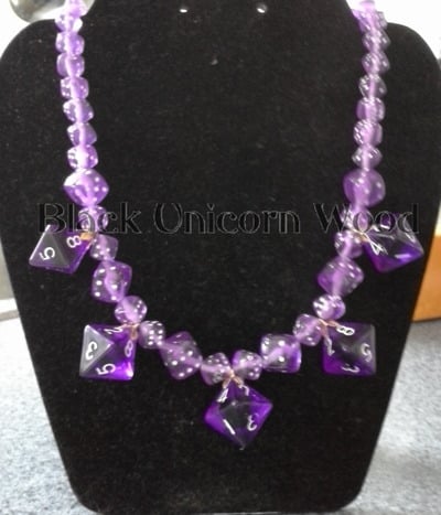 Purple 8-sided dice necklace