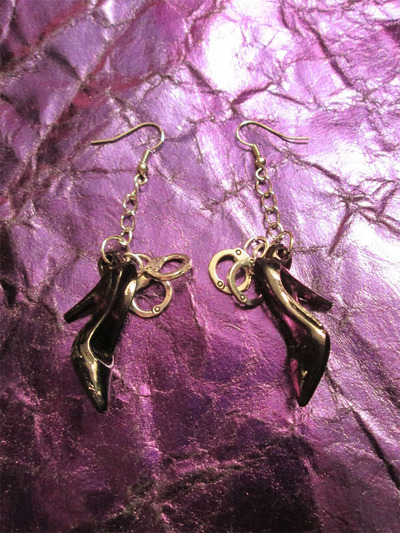 Handcuffs and High Heels Fetish Earrings (Black) 
