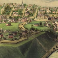 Oswego, New York in 1855 - Bird's Eye View Map, Aerial, Panorama, Vintage, Antique, Reproduction, Giclée, Framable, Fine Art, Wall art - Thumbnail 3