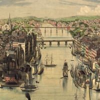 Oswego, New York in 1855 - Bird's Eye View Map, Aerial, Panorama, Vintage, Antique, Reproduction, Giclée, Framable, Fine Art, Wall art - Thumbnail 1