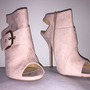 Pink Suede Peeptoe Sling Back Bootie Heels -1