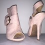 Pink Suede Peeptoe Sling Back Bootie Heels -3