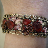 Ruby Red Crystal Cuff Style Bracelet in Antique Bronze FREE SHIPPING! - Thumbnail 4