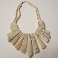 NEW Cookies & Creme Speckled Tribal Necklace. Imported - Thumbnail 1