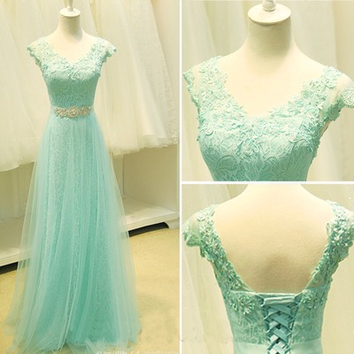 Mint prom dress, long prom dress, lace prom dress, 2018 prom dress, elegant prom dress, bd14371