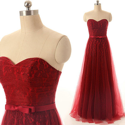 Red prom dress, lace prom dress, long prom dress, cheap prom dress, party prom dress, bd14381
