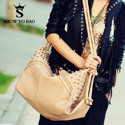 Punk Rivet Leather Shoulder Bag