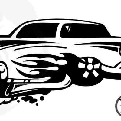 Old school hot rod vinyl decal 22" by 8"