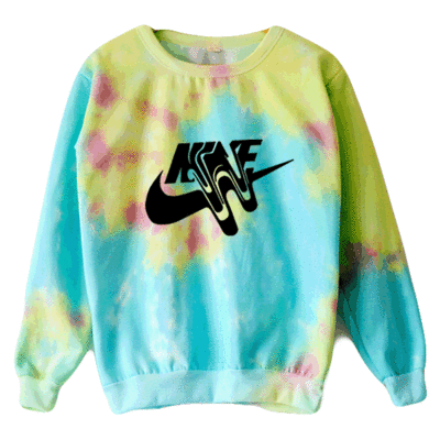 Trippy text tie dye sweater