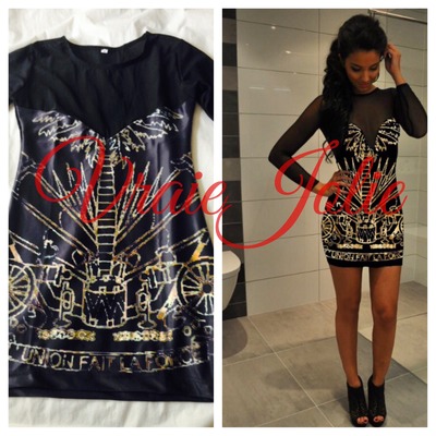 Short black and gold dress coa