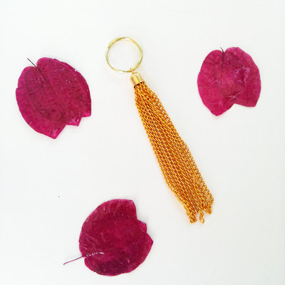 Gold tassel keychain golden chain metal tassel key chain key fob