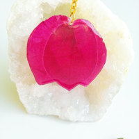 Real Flower Keychain Dried Pressed Preserved Flower Key Chain Bougainvillea Key Ring - Thumbnail 2