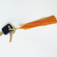 Gold Tassel Keychain Golden Chain Metal Tassel Key Chain Key Fob - Thumbnail 2