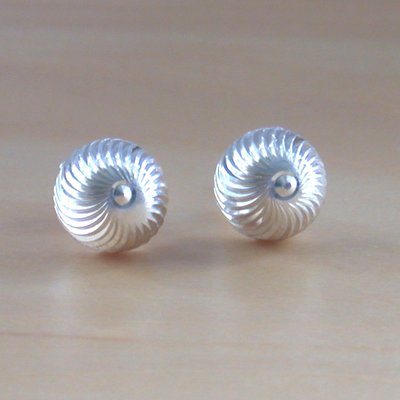925 silver dome stud earrings/sterling silver spiral earrings/spiral jewelery/dome earrings/spiral jewellery/925 silver button stud earrings