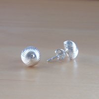 925 Silver Dome Stud Earrings/Sterling Silver Spiral Earrings/Spiral Jewelery/Dome Earrings/Spiral Jewellery/925 Silver Button Stud Earrings - Thumbnail 3