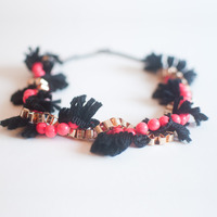 Handmade Multi Strand Fibre Cotton Statement Chunky Necklace Christmas Gift Ideas Girl Graduation Wedding Bridal Jewelry NL0671 - Thumbnail 2