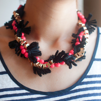 Handmade multi strand fibre cotton statement chunky necklace christmas gift ideas girl graduation wedding bridal jewelry nl0671