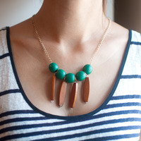 Wooden Beaded Pendent Necklace Green Brown Tree Statement Necklace For Girls Gift Ideas NL0672 - Thumbnail 2