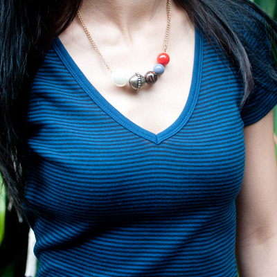 Multi color pendant necklace, initial fashion pendant necklace, multi colored stone statement necklace, little girl pendant necklace, nl0783 - Thumbnail 4