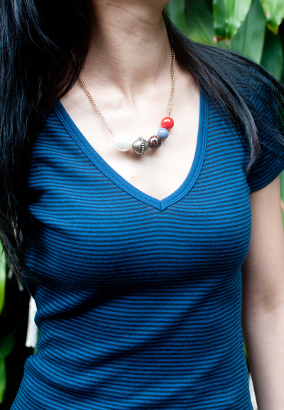 Multi Color Pendant Necklace, Initial Fashion Pendant Necklace, Multi Colored Stone Statement Necklace, Little Girl Pendant Necklace, NL0783