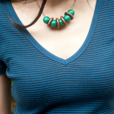 Round wooden disc beads necklace nl0686 - Thumbnail 4