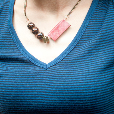 Turquoise stones gold metal red leather pendant necklace,  jewelry stones, turquoise bead necklace, pendant chain necklace, nl0785 - Thumbnail 3