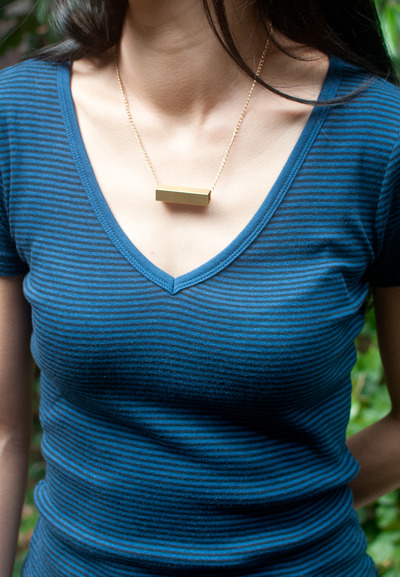 Gold Metal Bar Charms Initial Pendant Necklace, NL0725