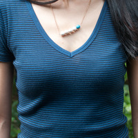 Simple Blue White Small Beaded Pendant Necklace NL0718 - Thumbnail 1