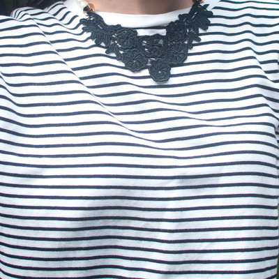 Black lace faux pearl victorian necklace nl0692 - Thumbnail 5