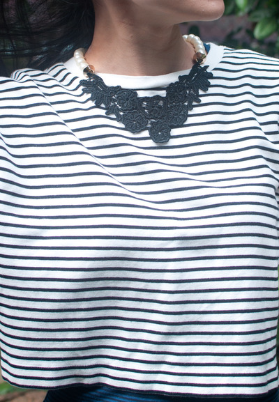 Black Lace Faux Pearl Victorian Necklace NL0692