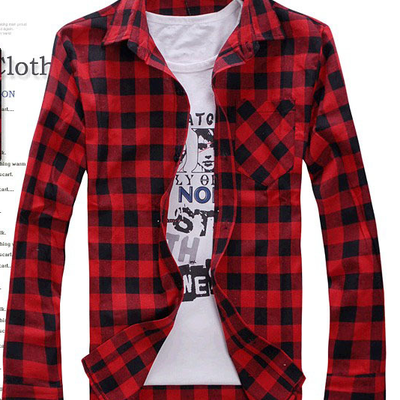 Slim fit plaid long sleeve shirt (more colors)