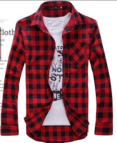 Slim Fit Plaid Long Sleeve Shirt (More Colors)