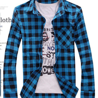 Slim Fit Plaid Long Sleeve Shirt (More Colors) - Thumbnail 3