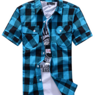 Grid color short sleeve shirt (more colors)
