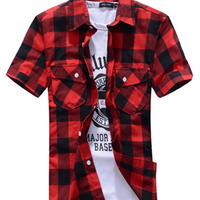 Grid Color Short Sleeve Shirt (More Colors) - Thumbnail 1