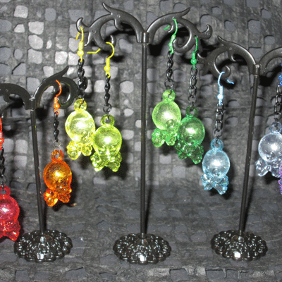 Kawaii skull and cross bone earrings (various colors) 