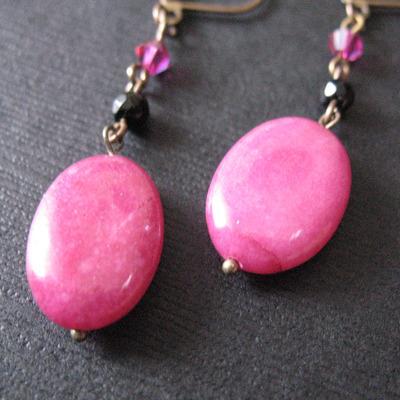 Pink magenta jade dangle earrings jewellery for women