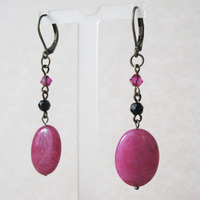 Pink Magenta Jade Dangle Earrings Jewellery For Women - Thumbnail 2