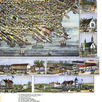 Bristol, Rhode Island in 1891 - Bird's Eye View, Map, Aerial, Panorama, Vintage, Antique, Fine Art, Wall art - Thumbnail 4