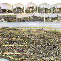 Bristol, Rhode Island in 1891 - Bird's Eye View, Map, Aerial, Panorama, Vintage, Antique, Fine Art, Wall art - Thumbnail 3