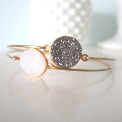 Personalized druzy bangle, modern pretty jewelry 