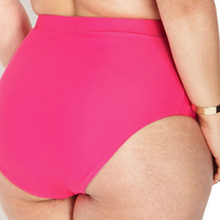 Hot Pink High Waisted Swim Bottoms - Thumbnail 1