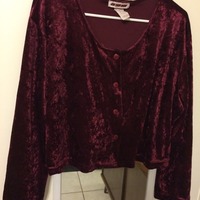 Crushed Velvet Cropped Cardigan - Thumbnail 1
