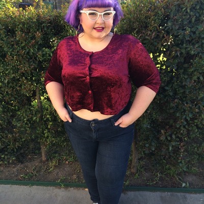 Crushed velvet cropped cardigan