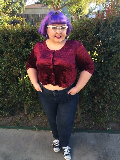 Crushed Velvet Cropped Cardigan