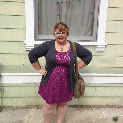 Purple lace overlay dress