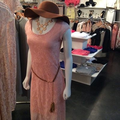 Pink Crochet Style Maxi Dress