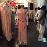 Pink Crochet Style Maxi Dress - Thumbnail 1