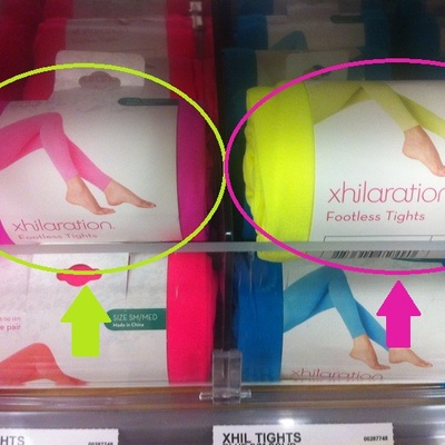 2 pairs of footless tights - hot pink and highlighter yellow